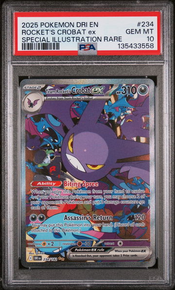 2025 Pokemon Scarlet and Violet Destined Rivals Special Illustration Rare Team Rocket's Crobat Ex #234 PSA 10