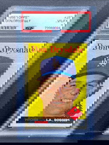 1958 Topps #25 Don Drysdale PSA 4 VG-EX - Dodgers GREAT COLOR