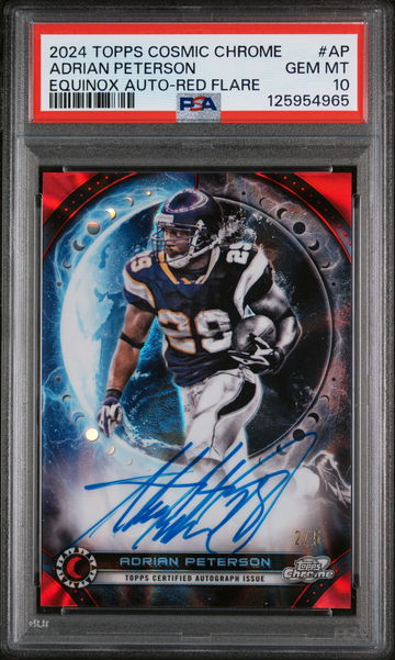 2024 Topps Cosmic Chrome Equinox Autographs Red Flare Adrian Peterson #AP /5 PSA 10