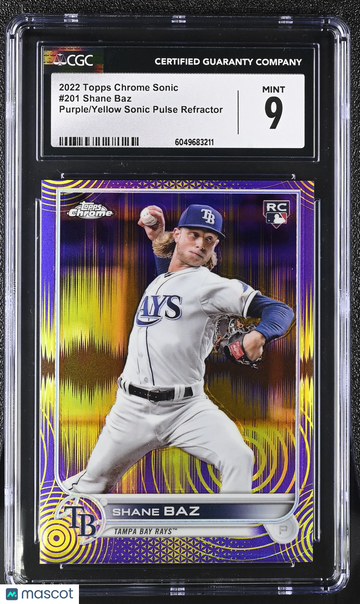 2022 Topps Chrome Sonic Shane Baz #201 Purple/Yellow Sonic Pulse Refractor /299 CGC 9