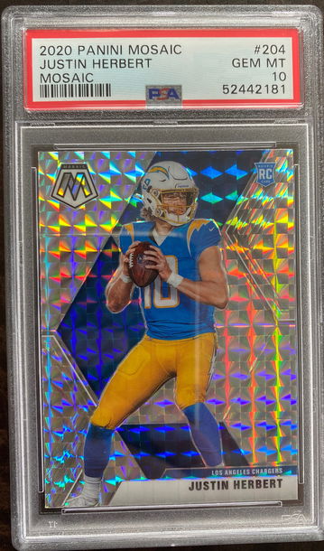JUSTIN HERBERT 2020 MOSAIC PRIZM PSA 10 GEM MINT