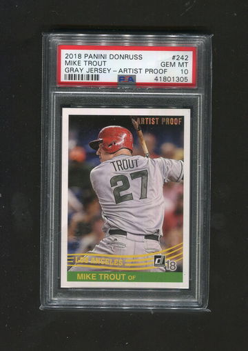 2018 Panini Donruss #242 Mike Trout Artist Proof SSP /10 POP 2 PSA 10 GEM MINT