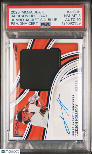 2023 Panini Immaculate Collection Jumbo Jacket Signatures Jackson Holliday #JJSJH Blue PSA 8 Auto 10