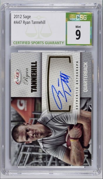 2012 SAGE Ryan Tannehill #A47 Rookie Auto CSG 9 Mint Auto 10