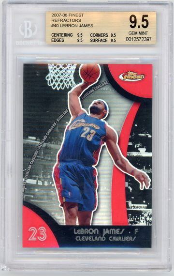 2007-08 Topps Finest LeBron James Refractor #40 BGS 9.5 True GEM MINT Quad