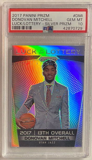 2017-18 Panini Prizm Luck of the Lottery Silver Donovan Mitchell PSA 10 Rookie