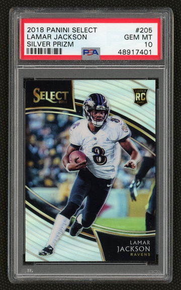 2018 Lamar Jackson Panini Select Field Level Silver Prizm PSA 10 Gem Mint