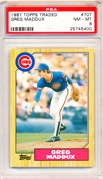 1987 Topps Traded #70T Greg Maddux PSA 8