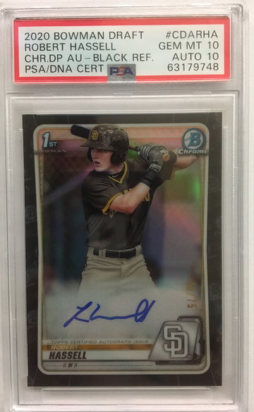 2020 Bowman Draft Robert Hassell Black PSA 10 / 10 Autograph 40/75 