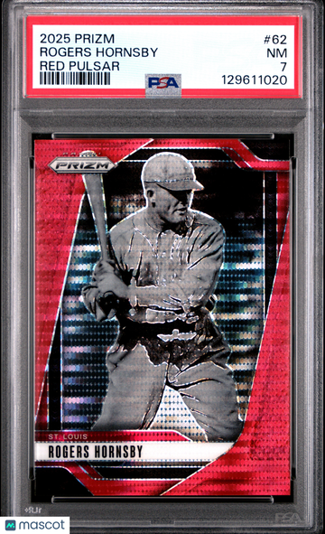 2025 Panini Prizm Rogers Hornsby #62 Red Pulsar PSA 7