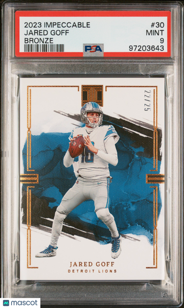 2023 Panini Impeccable Jared Goff #30 Bronze /25 PSA 9