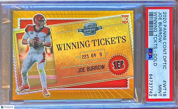 /10 POP 1 PSA 9 RC Joe Burrow 2020 Contenders Gold Prizm Rookie Winning Tickets
