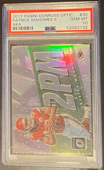 2017 Patrick Mahomes Panini Donruss Optic 2PM AKA PRIZM Rookie RC #30 PSA 10