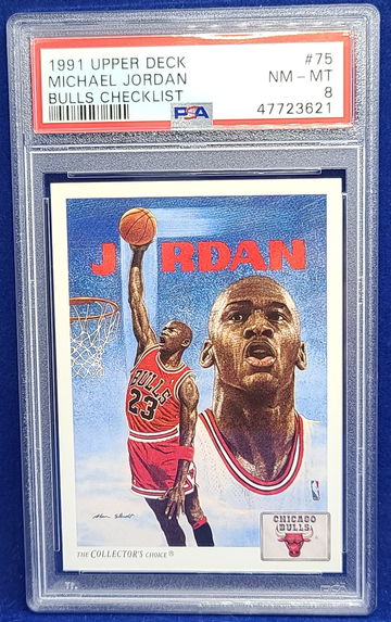1991 Upper Deck Bulls Checklist Michael Jordan #75 PSA 8