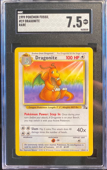 1999 Pokémon Base Set #19 Dragonite RARE 7.5 NM+