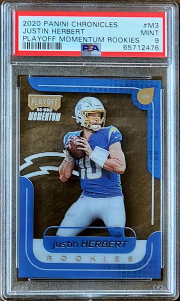 2020 JUSTIN HERBERT Panini Clearly Playoff Momentum Rookies PSA 9 #M3 