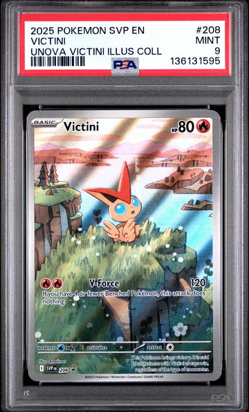 2025 Pokemon Scarlet and Violet Black Star Promo Unova Victini Illustration Collection Victini #208 PSA 9