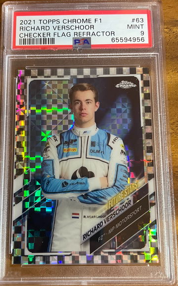 2021 TOPPS CHROME F1 CHECKER FLAG REFRACTOR #63 RICHARD VERSCHOOR PSA 9 MINT
