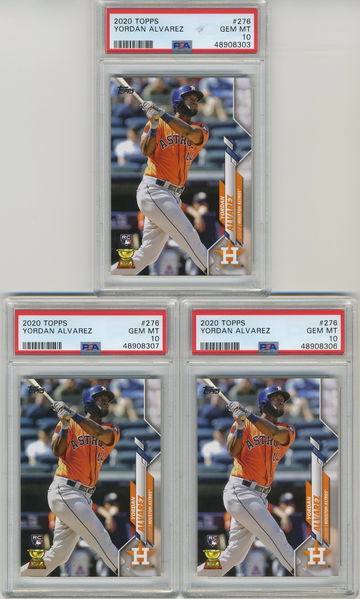 2020 Topps Series 1 Yordan Alvarez #276 Rookie RC PSA 10 x3