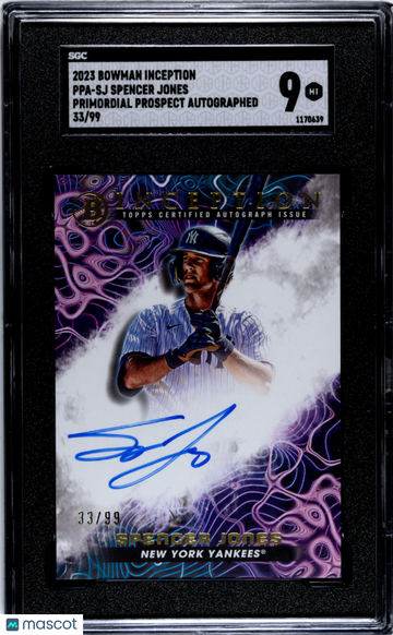 2023 Bowman Inception Spencer Jones #PPA-SJ Primordial Prospect Autograph SGC 9