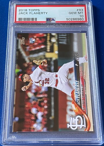 2018 Topps Jack Flaherty 93 PSA 10 Gem-Mint