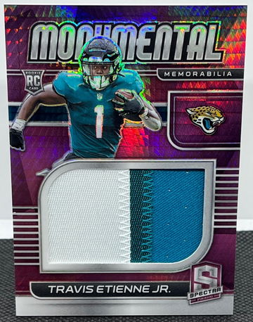 2021 Panini Spectra Travis Etienne Monumental Memorabilia #MM-TE NEON PINK /15