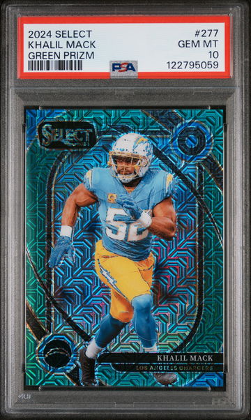 2024 Panini Select Green Prizm Khalil Mack #277 Club Level /5 PSA 10