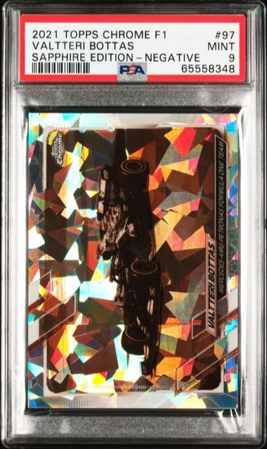 2021 TOPPS CHROME F1 SAPPHIRE VALTTERI BOTTAS NEGATIVE SP /100 #97 PSA 9 MINT