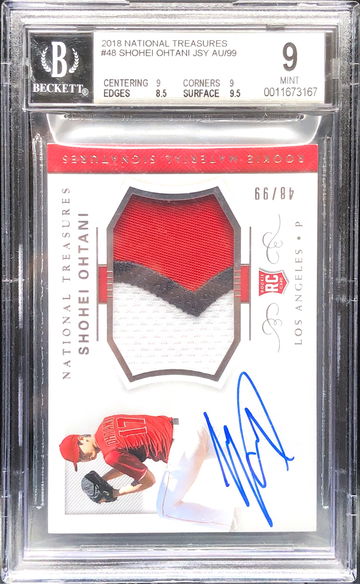 2018 National Treasures Shohei Ohtani Rookie Patch RPA /99 BGS 9 Auto 10