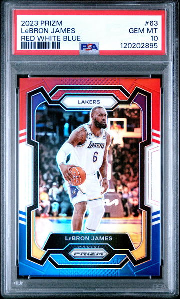2023 Panini Prizm Red White and Blue LeBron James #63 PSA 10