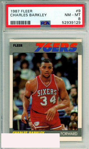 1987 FLEER CHARLES BARKLEY #9 HOF PHILADELPHIA 76ERS PSA 8 NM-MT