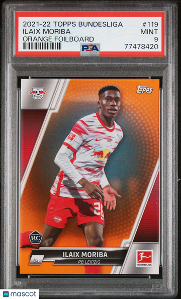 2021-2022 Topps Bundesliga Ilaix Moriba #119 Orange Foilboard PSA 9