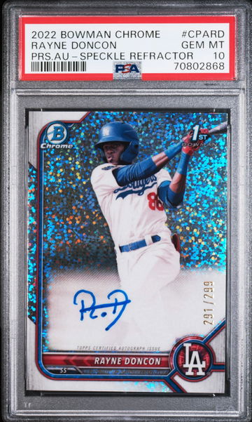 2022 BOWMAN CHROME RAYNE DONCON RC AUTO AUTOGRAPH speckle refractor #/299 psa 10