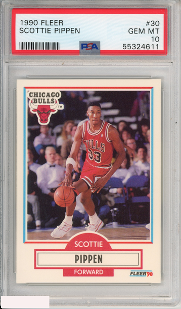 1990 FLEER SCOTTIE PIPPEN #30 CHICAGO BULLS HOF PSA 10 GEM MT
