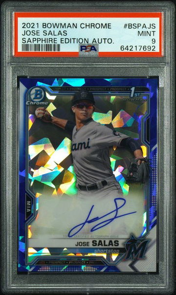 2021 Bowman Sapphire JOSE SALAS Auto PSA 9 Mint MARLINS