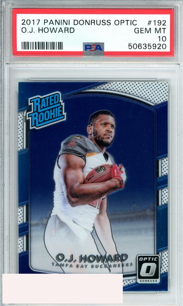 2017 PANINI DONRUSS OPTIC O J HOWARD #192 BUCCANEERS ROOKIE RC PSA 10 GEM MT