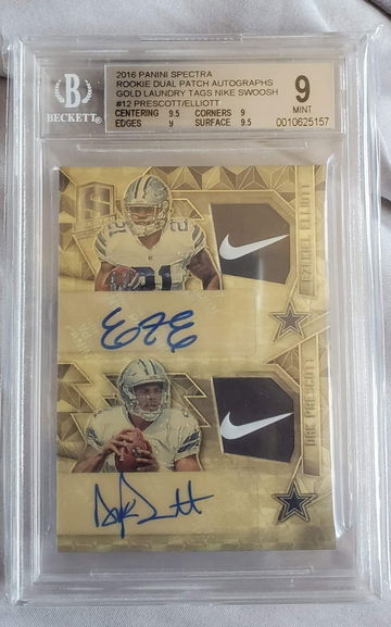 2016 panini spectra Ezekiel Elliott Dak Prescott 1 of 1 rpa dual patch autos