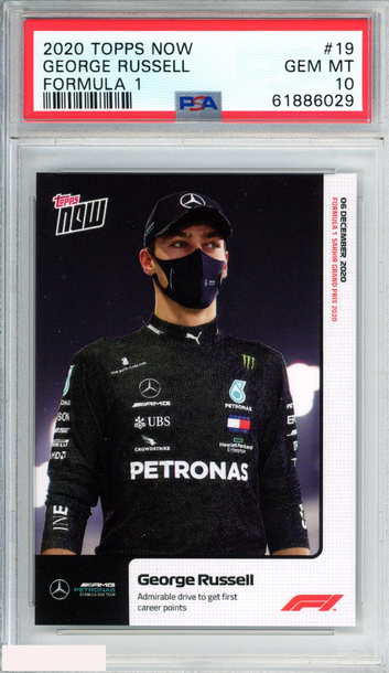 2020 TOPPS NOW FORMULA 1 GEORGE RUSSELL #19 ROOKIE RC PSA 10 GEM MT