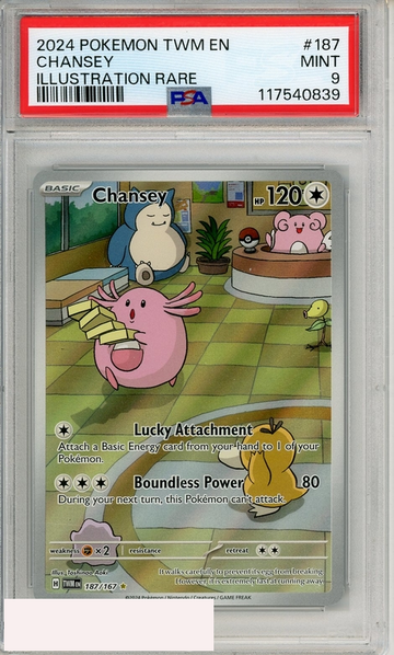 2024 POKEMON TWM EN-TWILIGHT MASQUERADE CHANSEY #187 ILLUSTRATION RARE PSA 9