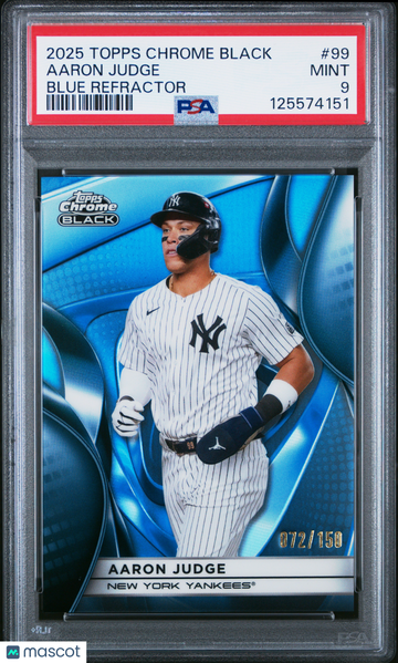 2025 Topps Chrome Black Aaron Judge #99 Blue Refractor /150 PSA 9