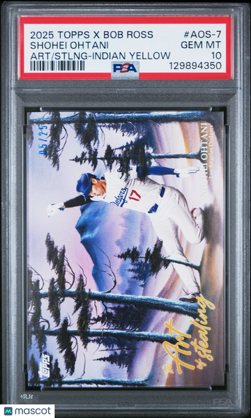 2025 Topps X Bob Ross The Joy Of Baseball The Art Of Stealing Shohei Ohtani #AOS-7 Stlng Indian Yellow /25 PSA 10