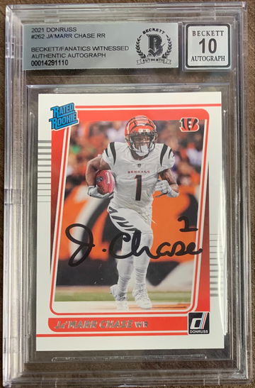 2021 Optic Rated Rookie JaMarr Chase AUTO on card