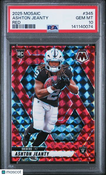 2025 Panini Mosaic Ashton Jeanty #345 Red Rookie PSA 10