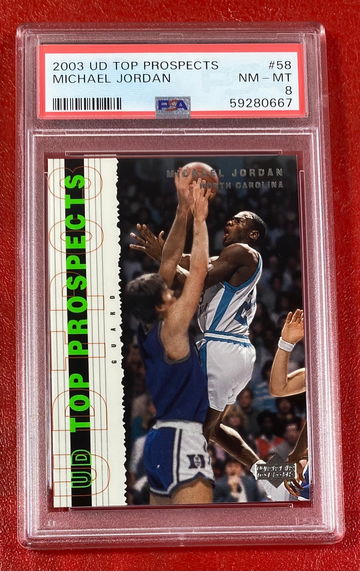 2003 Upper Deck Top Prospects Michael Jordan #58 PSA 8 North Carolina Tar Heels Basketball Card
