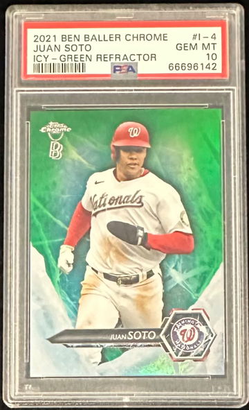 2021 Topps Ben Baller Chrome Juan Soto Green Refractor /99 PSA 10