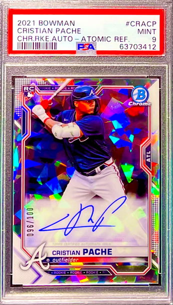 2021 BOWMAN CHROME CHRISTIAN PACHE  ATOMIC REFRACTOR RC AUTO #96/100 PSA 9 MINT