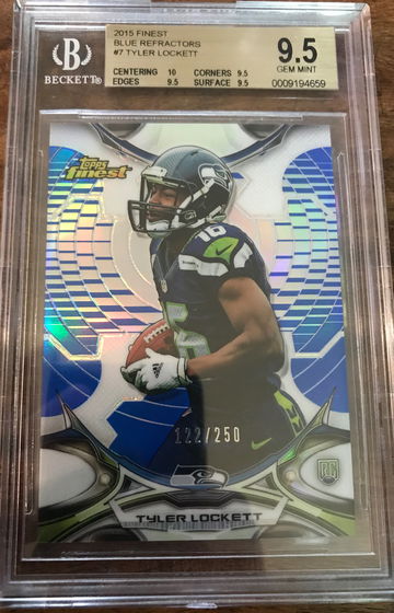 2014 FINEST BLUE REFRACTORS TYLER LOCKETT ROOKIE RC /250 BGS 9.5 TRUE GEM+
