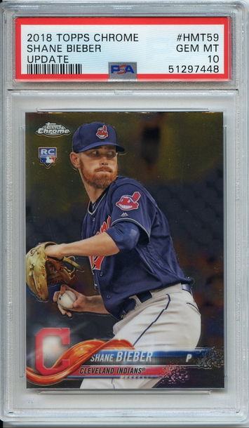 Shane Bieber Topps Chrome Update Rookie PSA 10 NEP 448