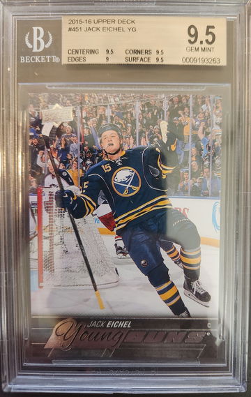 2015-16 Upper Deck Jack Eichel Young Guns RC #451 BGS 9.5
