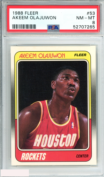 1988 FLEER AKEEM OLAJUWON #53 HOUSTON ROCKETS PSA 8 NM-MT